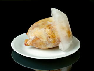 Ice chuck formed around the end of a Cornish Game Hen