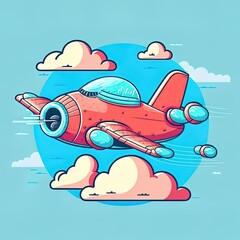 Obraz premium illustration of an airplane flying in the sky