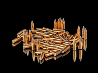 Bullets for a rifle thrown in a pile