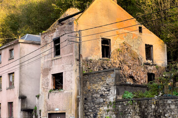 The exterior of an abandoned building in Dinant, Belgium 