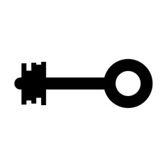 Lock key icon. Black silhouette. Front side view. Vector simple flat graphic illustration. Isolated object on a white background. Isolate.