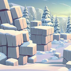 blocks of white snow, winter nature.