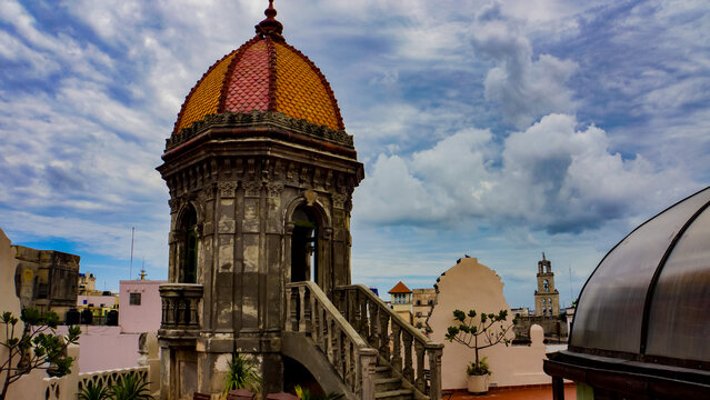 Rooftop of Hotel Raquel in Havana Cuba. Hotel was built in 1908 as a textile warehouse.