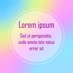 Vector banner with delicate color gradient, round frame and place for text. Abstract background for social network post.