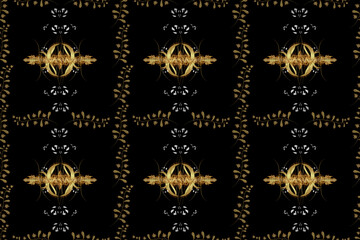 Seamless pattern with interesting doodles on colorfil background. Pano. Raster illustration.