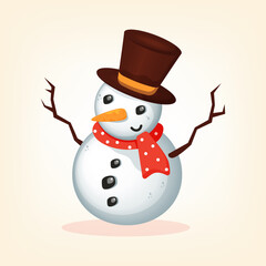 New Year's snowman with a scarf and a cap