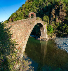 Ponte del Diavolo amazing view on the Lanzo River, in Piedmont Italy
