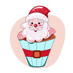 New Year and Christmas sweet dessert. Festive food. Vector illustration for menu decor, poster, post, banner, postcard. Isolated object for design.