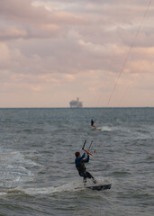 kite surfing in the sea Miami Beach  