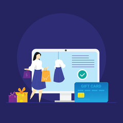 Users doing online shopping with augmented reality illustration, online shopping from home vector 