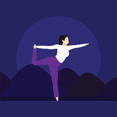 Young woman in natarajasana pose, Woman in yoga position concept