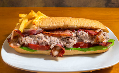 blt tuna salad  sub with fries