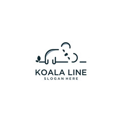 Line art koala design template  © Fu