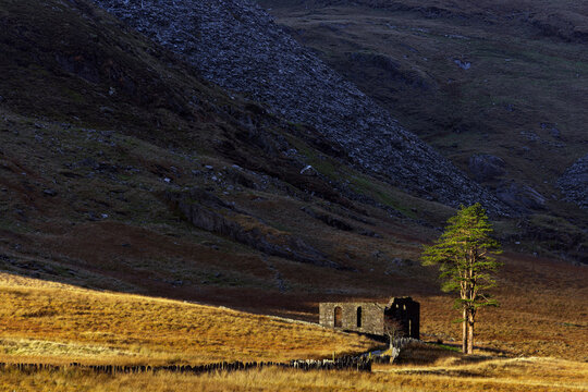 Cwmorthin Chapel is an abandoned building left by the slate mining community. It was called Capel y Gorlan. It is located near Blaenau ffestiniog.