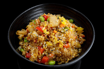 Fried rice with vegetables and soy sauce