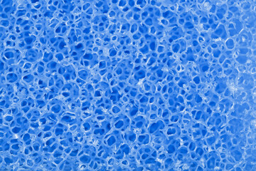 Blue polymeric material with a foam structure