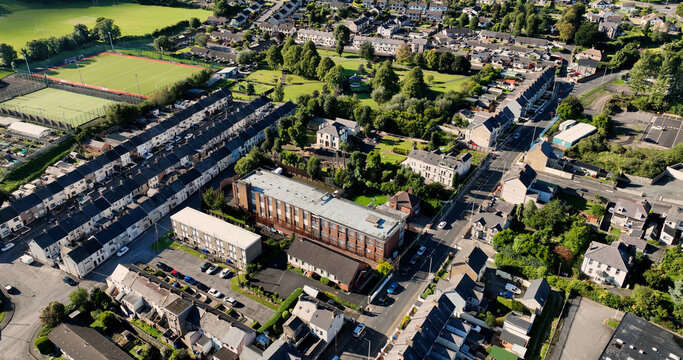Aerial photo of the Larne Telephone Exchange Centre in Co Antrim Northern Ireland
