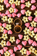 Flakes. Breakfast. Romance. Wedding rings