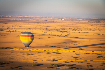 hot air balloon over Marrakech, morocco, north africa, sunrise, high atlas mountains, adventure