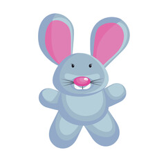 Gray rabbit. Color illustration of an animal on a white background. Vector.