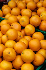 Market Stall Display Of Fresh Healthy Oranges