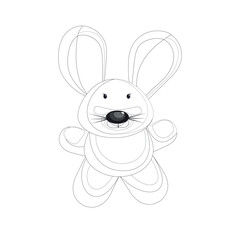 Rabbit. Linear illustration of an animal on a white background. Vector.