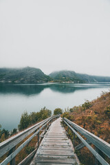 Fototapeta premium Fjord in Norway on a moody autumn day