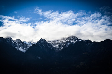 mountains and clouds