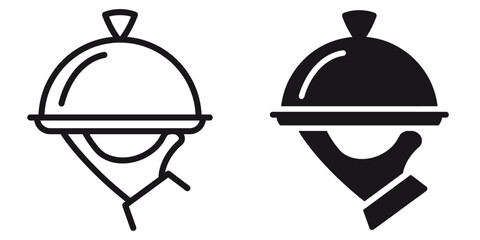 ofvs233 OutlineFilledVectorSign ofvs - catering vector icon . isolated transparent . restaurant . cloche sign . black outline and filled version . AI 10 / EPS 10 . g11573