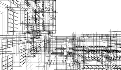 Modern architecture design 3d illustration 