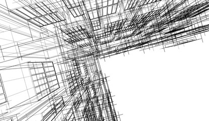 Modern architecture design 3d illustration 