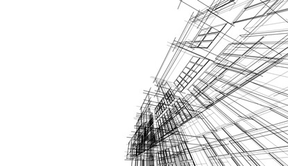 Modern architecture design 3d illustration 