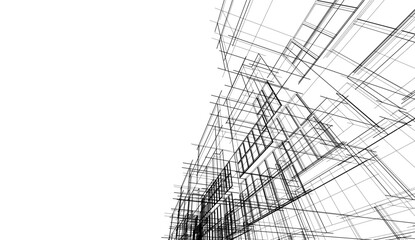 Modern architecture design 3d illustration 