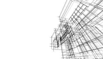 Modern architecture design 3d illustration 