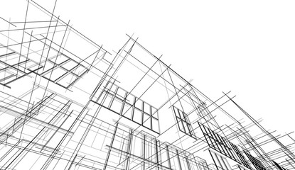 Modern architecture design 3d illustration 