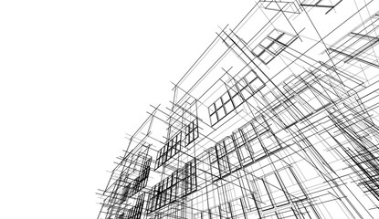 Modern architecture design 3d illustration 