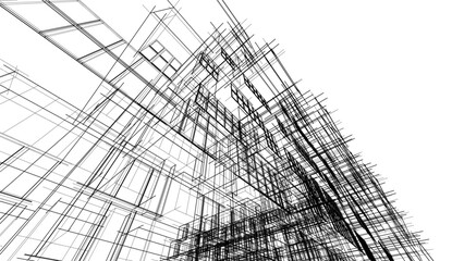 Modern architecture design 3d illustration 