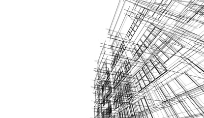 Modern architecture design 3d illustration 