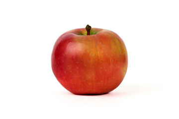 A red apple in close-up, highlighted on a white background