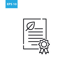 Eco certificate line icon Vector illustration