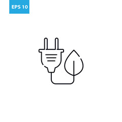 Green energy plug line icon Vector