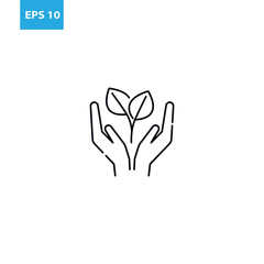 Leaf in hands outline icon Vector