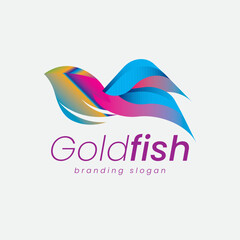 Aquarium Goldfish and Golden Sea Fish Logo
