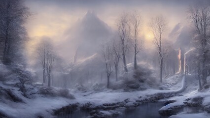 Obraz na płótnie Canvas A fairy-tale winter forest
