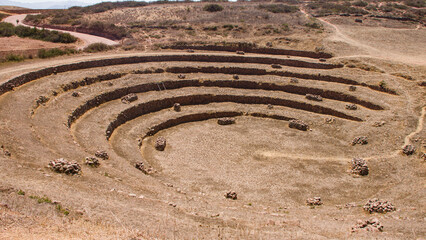 small rings Moray ancient inca ruins, Maras, Peru