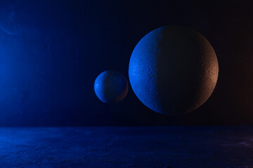 Abstract geometric shape background. Cement sphere as space concept model planet