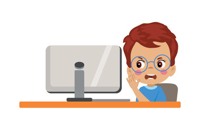 cute little boy at computer