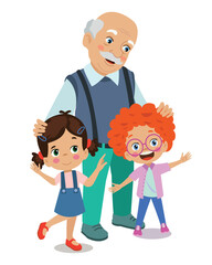 little boy hugging his grandfather