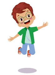 happy cute little kid  jump