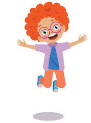 happy cute little kid  jump